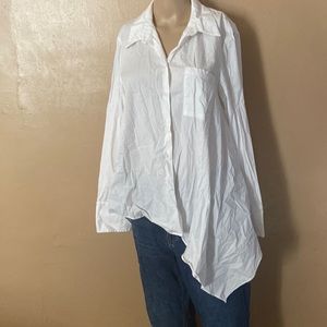 Zara Asymmetrical Button down white blouse